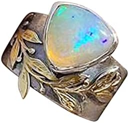 2023 Novo vintage requintado folhas folhas de diamante opal anel para mulheres presentes de jóias simples anéis masculinos
