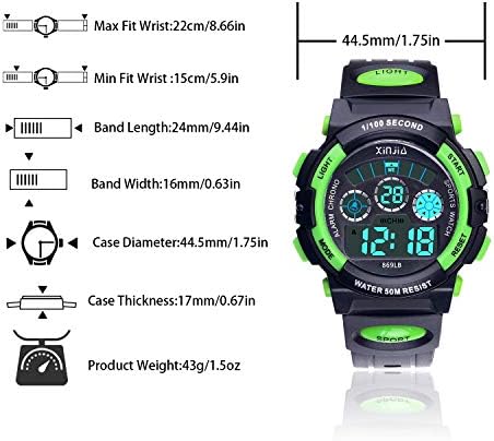 Edillas Kids Watches Digital for Boys, 7 cores 50m Relógios de pulso impermeabilizados para infantil Sport Outdoor Multifuncional Relógios