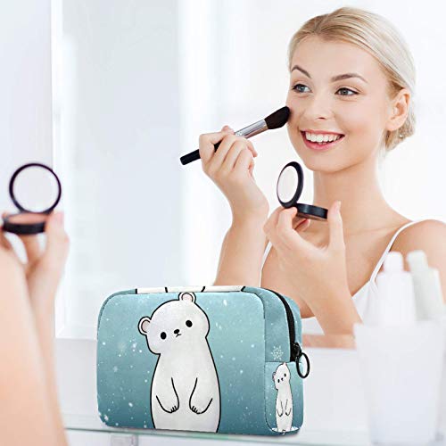 Bolsa de higiene pessoal Bolsa de lava -lava de maquiagem de viagem cosmética com zíper em neve de urso polar de