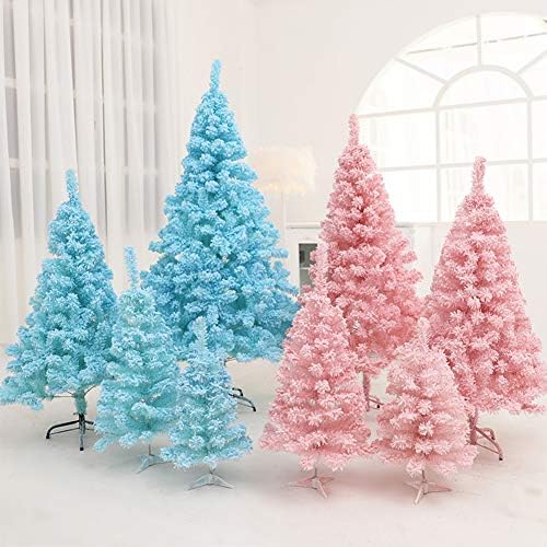 ZPEE Pink Flocked Christmas Tree, Material PVC Artificial articled Pine Tree com suporte de metal fácil de montar decoração de Natal