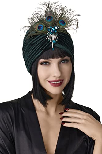 Chapéu de turbante feminino de Babeyond com Crystal Vintage Head embrulhou turbante plissado
