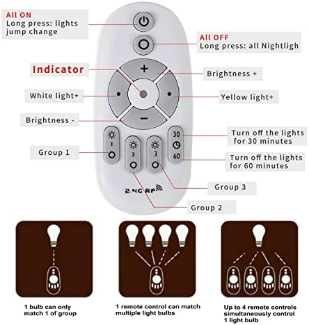 Erkangsm Smart LED Bulb Bulb Dimmable com lâmpadas de controle E26 9W de controle remoto temperatura e brilho ajustáveis, 2