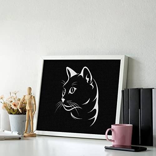 Face de gato em kits de pintura de diamante preto 5d DIY Full Frill Rhinestone Arts Decoração de parede para adultos 16 x20