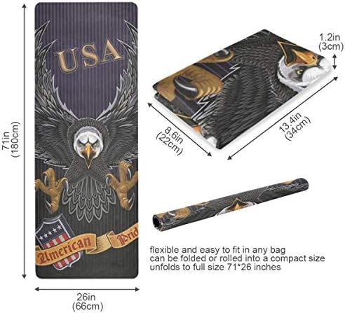 Alaza American Flag águia orgulho listrado não -lipslip ioga Mat toalha com pontos de aderência para homens homens