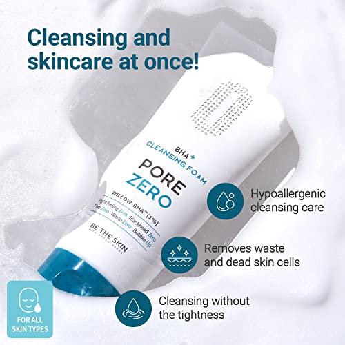[Seja a pele] BHA+ poros zero espuma de limpeza 5,07 fl oz / 150 ml | Limpador de lavagem de rosto para cuidados de poros