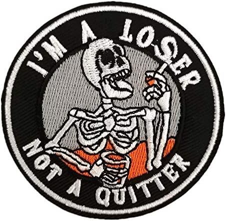 Chbros I Am a Loser Funny Skeleton Bordered Patch Ferro em remendos para jaquetas de roupas Mochilas de camiseta.