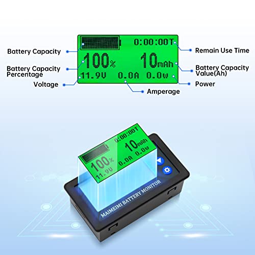 Monitor de bateria Maimeimi 200A e sensor de salão com alarme, tensão 10V-120V compatível com 12V/24V Li-Ion/LifePO4/AGM/Gel