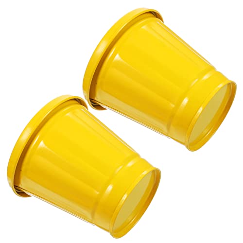 STOBAZA 2PCS Bucket com tampa com capa galvanizada de ferro amarelo