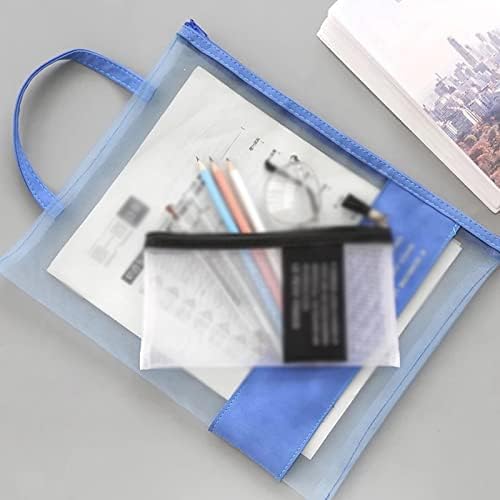 Organizador de arquivos HEIMP 2 PCs Transparente Mesh Arquivo Bag A4 Zíper Pistainery Bag Storage Bolsa Bolsa Organizer Bag File