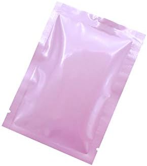100pcs luminoso rosa claro Mylar Foil Sacos de amostra superior aberta 5x8cm