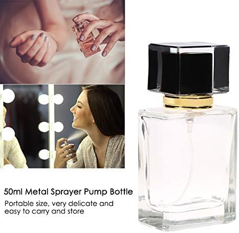 Garrafa de perfume de vidro de 50 ml vazia, atomizador de perfume portátil de substituição recarregável, gotas de gotas transparentes,