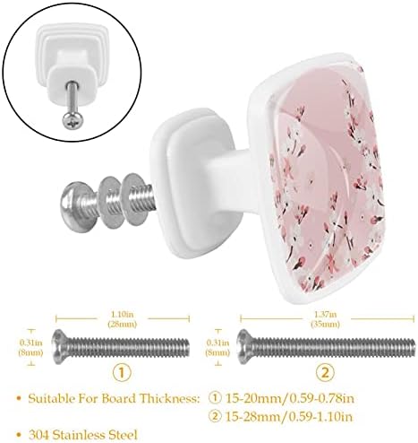 Botões de gaveta para meninos, flores rosa botões de cômoda de crosta de vidro de cristal botões 4pcs imprimir botões brancos berçário