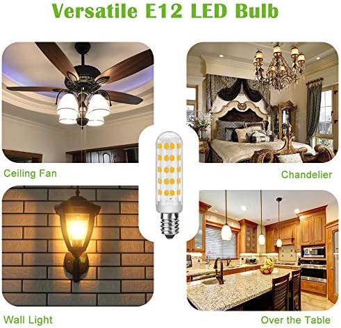 E12 Bulbo LED Dimmable, lâmpada LED de base 8W E12, substituição incandescente de 60w 70W, branca quente 3000k, 110-130V AC,
