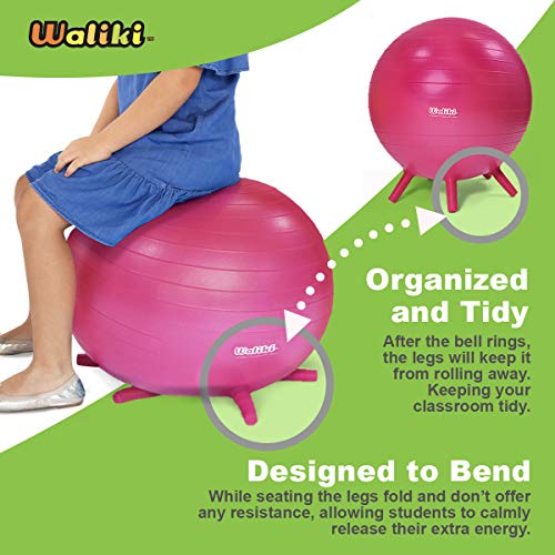 Bola de cadeira infantil Waliki com pés | Assentos alternativos em sala de aula | Bola de terapia | 18 rosa