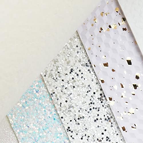 6 peças/conjunto de 8x12 polegadas A4 folhas de couro de pacote séries brancas misturadas sparkle fino grossa glitter litchi