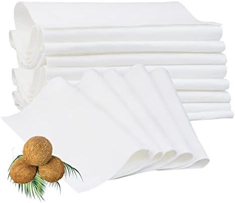 Panos de limpeza de fibra de coco de coco bytelive, pacote de 10 pacote 11,8 x11.8 toalhas de prato espessadas brancas absorventes