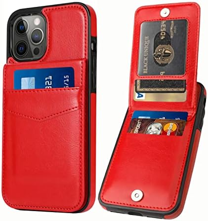 SeaBaras iPhone 11 Pro Max Wallet Caso com titular de cartão de crédito para homens de couro pu de couro de couro para