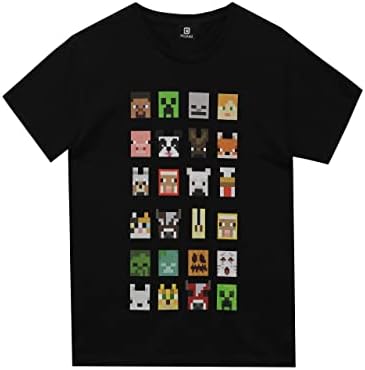 T-shirt Minecraft Sprites personagens Gamer Gifts Boys Black Short Manga Top