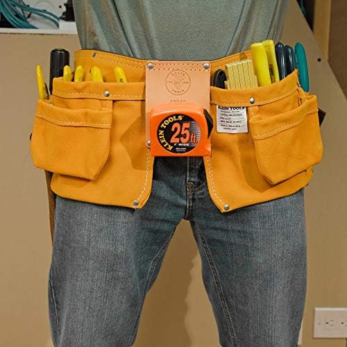 Klein Tools 42242 Avental do carpinteiro, unhas de uma peça e parafuso e bolsa de ferramentas avental com cintura de