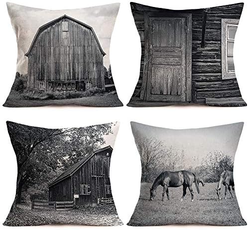 American American Black Farm House Throw Pillow Capas para a cama Fazenda Horse Horse Horse Horses Arestas
