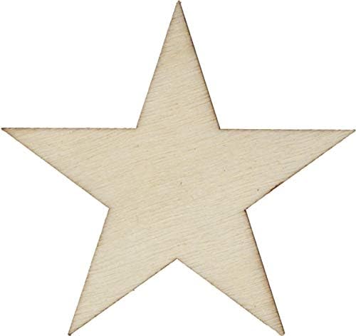 50 pequenas estrelas de madeira de 1,75 polegada 1-3/4 polegadas