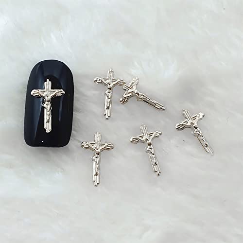 Wokoto 100pcs 3d Silver Cross unhas Charms para pregos jóias de unhas Crucifix Charms de unhas para unhas Art 3d Prata