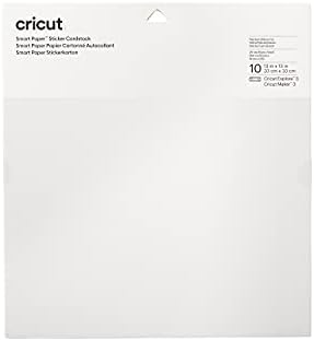 Cartolina de adesivos de papel inteligente Cricut | 10 folhas | 33cm x 33cm | Branco