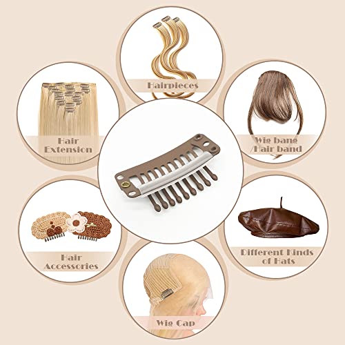 Clipes de extensão de cabelo Dreamlover, clipes de peruca para proteger a peruca, marrom, 9 dentes, 30 peças