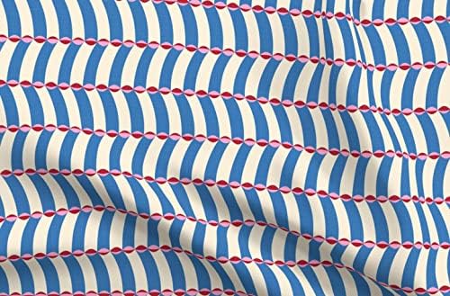 Tecido Spoonflower - Modern Geométrico Ilusão de Circus Optical Pink Blue Stripe Dopamina Impresso em tecido de cetim