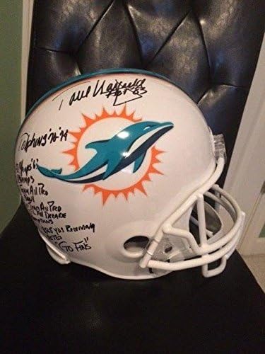 Paul Warfield assinou o tamanho completo do Miami Dolphins Stat Capacete+JSA 12 Inscrições - Capacetes NFL autografados