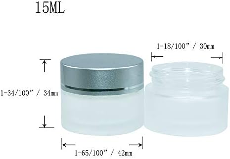 Jarra de vidro transparente vazia com revestimentos e tampas internas e mini colher, foscos de vidro redondos de 0,53 onças