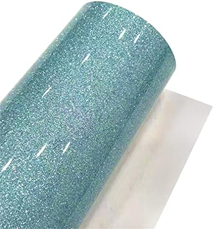 12 x 53 polegadas superfinas glitter rolos de couro sintético, tecido de artesanato sintético liso espelhado, tecido de couro sintético