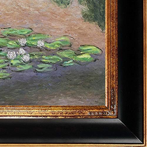 La Pastiche Mong3005-FR-801S20X24 Lírios de água, obras de arte embelezadas metálicas verdes e violeta por Claude Monet com chumbo