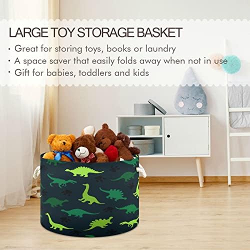 Cesta de cesta de corda de algodão kigai verde dinossauro colapsível cesta de lavanderia com alças cesto de cesta infantil cesta de