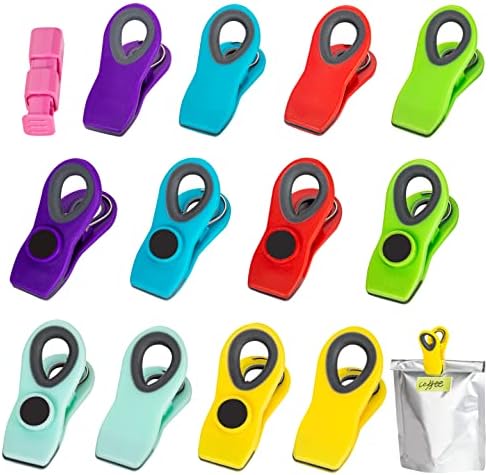 Martlux 12 clipes de chip PC, 6 clipes de cores brilhantes variadas para pacotes de alimentos com aperto de vedação de ar, clipes