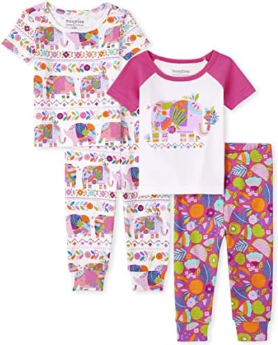 The Children's Place Baby Toddler Girls Manga curta Top e calça Snug Fit Cotton 2 peças Conjuntos de pijama