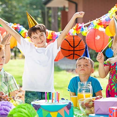 Gadpiparty Lakers Decorações de festas Decorações de basquete Lanternas de papel para festas de aniversário de festas de aniversário
