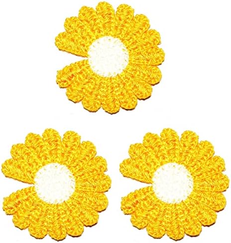 Kleenplus 3pcs. Daisy Amarelo Flor Costura Ferro em Patches Bordados Comics Sticker Projetos de Artesanato Acessório