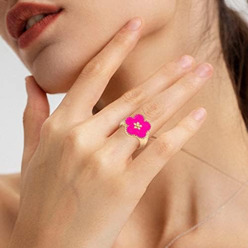 Novo anel de flor colorido exagerado simples, anel de flor fofa, reduzindo acessórios doces do dia dos namorados do dia dos namorados,