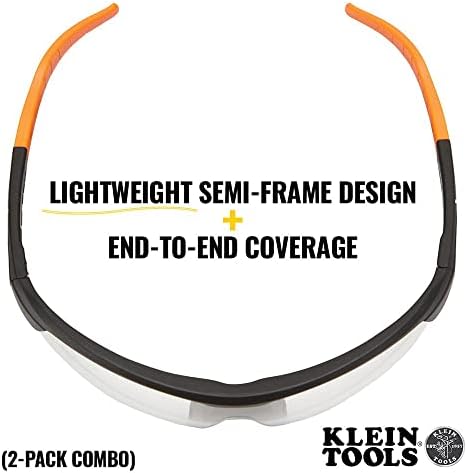 Klein Tools 60174 Glasses de segurança, óculos protetores de PPE com moldura semi -scratch, pacote de combinação de lentes