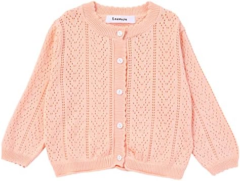 Cardigã de malha de garotas Moldura de mangas compridas no pescoço redondo suéter fino suéter recém-nascido menina de algodão, algodão,