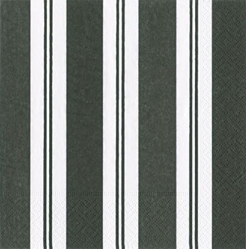 Caspari Tide Stripe Black and White Paper Luncheon Guardy, pacote de 20