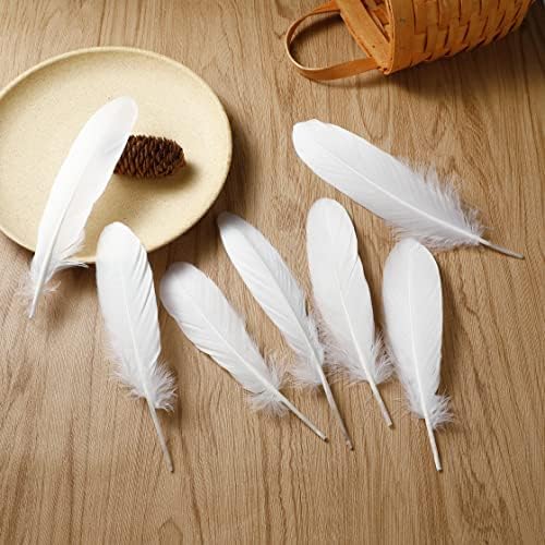 Penas de ganso branco naturais Ballinger - 120pcs de 6 a 8 polegadas de penas a granel para artesanato, peças centrais de casamento,