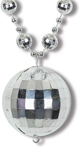 1970 Disco Ball Ball Silver Bads Colar Costume Acessório Jóias