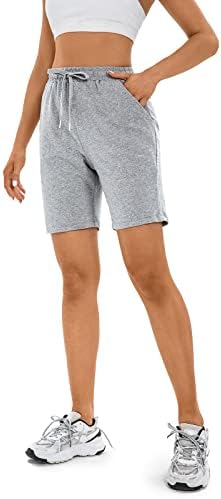 Vodi Mosa Cotton Bermuda Shorts para Mulheres 9 '' Treino confortável Executando Yoga Gym Home Womens Casual Sworts Sweat