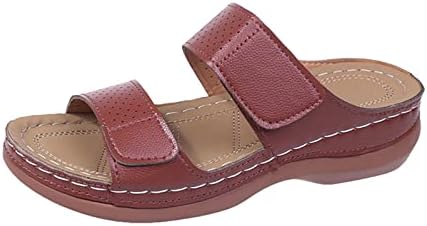 Sandálias planas leves casuais femininas, almofada macia aberta sapatos sem nas costas do verão respirável sandálias planas confortáveis