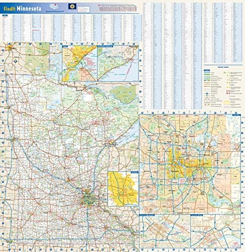 Mapa da parede do estado de Minnesota - 24 x 24,75 laminado