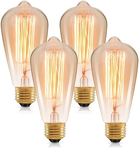 Lâmpadas incandescentes de 60 watts Edison, lâmpadas E26 vintage, ST64 2200K ANTIGO ANTIGO ANTIGO ANTIGO 260LM E26 Base de parafuso
