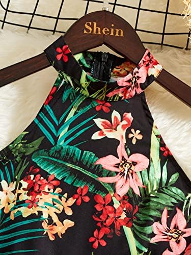 Impressão tropical de wdirara menina bainha com cinto de cabana sem mangas um vestido de linha