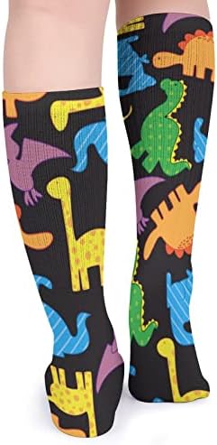 Dinossauros Pattern Sports Sports Soas de tubo quente Alta meias para homens homens administrando uma festa casual
